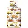 Droomtextiel Dekbedovertrek Kinderen Bouw Auto's 140x200/220 cm + 1 Kussensloop - 100% Zacht Katoen