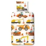 Good Morning Dekbedovertrek Kinderen Bouw Auto's 140x200/220 cm + 1 Kussensloop - 100% Zacht Katoen
