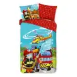 Good Morning Dekbedovertrek Kinderen Brandweer Sam 140x200/220cm  - 100% Zacht Katoen