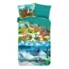 Droomtextiel Dekbedovertrek Kinderen Dino Prehistorie 140x200/220cm  - 100% Zacht Katoen