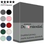 Droomtextiel Dubbel Jersey Hoeslaken Antraciet Tweepersoons 160x200 cm  - 100% Katoen - Hoge Hoek - Heerlijk Zacht - Strijkvrij - Rondom elastiek - Stretch - Dubbel Dikke Kwaliteit