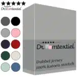 Droomtextiel Dubbel Jersey Hoeslaken Grijs Eenpersoons 90x200 cm - 100% Katoen - Hoge Hoek - Heerlijk Zacht - Strijkvrij - Rondom elastiek - Stretch - Dubbel Dikke Kwaliteit
