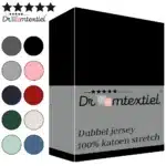 Droomtextiel Dubbel Jersey Hoeslaken Zwart Tweepersoons 160x200 cm - 100% Katoen - Hoge Hoek - Heerlijk Zacht - Strijkvrij - Rondom elastiek - Stretch - Dubbel Dikke Kwaliteit