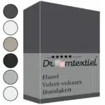 Droomtextiel Flanel Velvet Hoeslaken Antraciet - 90x200 cm - Hoogwaardige Kwaliteit - Super Zacht
