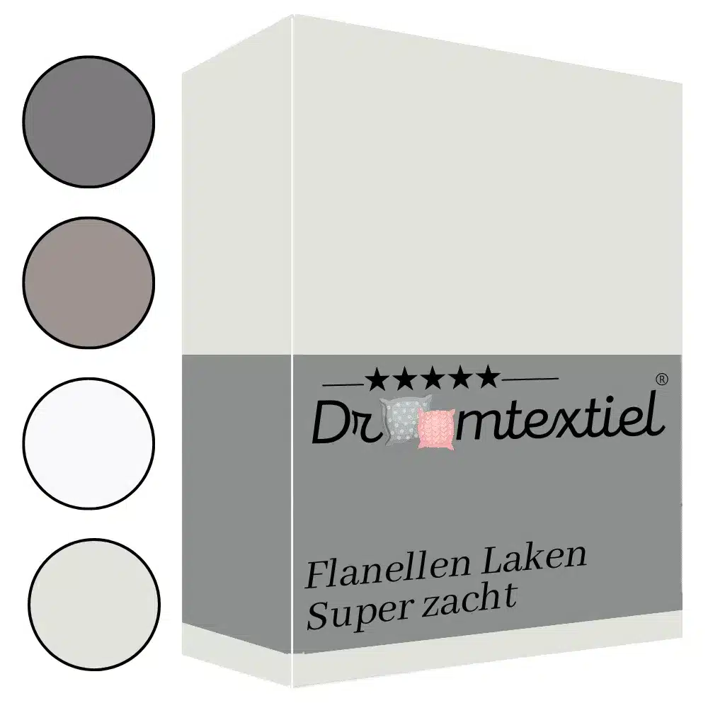Droomtextiel Flanellen laken Ivoor - Lits-Jumeaux 240x270 cm - 100% Katoen - Heerlijk Warm - Super Zacht -