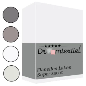 Droomtextiel Flanellen laken Wit - Eenpersoons 150x260 cm - 100% Katoen - Heerlijk Warm - Super Zacht -