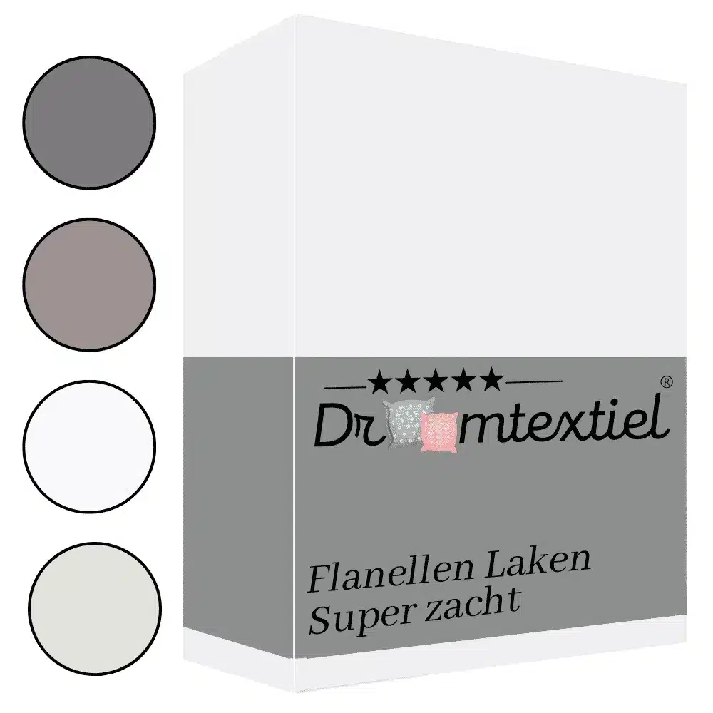 Droomtextiel Flanellen laken Wit - Tweepersoons 200x260 cm - 100% Katoen - Heerlijk Warm - Super Zacht -