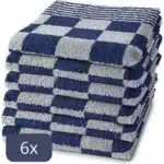 Droomtextiel Geblokte Keukendoeken Blauw - Wit 6 Stuks - 100% Katoen - 50x50cm - Horecakwaliteit