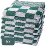 Droomtextiel Geblokte Keukendoeken Groen - Wit 6 Stuks - 100% Katoen - 50x50cm - Horecakwaliteit