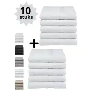 Droomtextiel Luxe Badhanddoeken 100% gekamd katoen 50x100 cm - 10 Stuks  - Wit