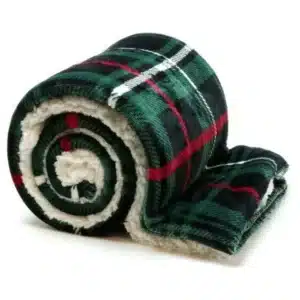 Droomtextiel Luxe Bank Plaid Larsson Groen - Zwart 150 x 200 cm - Fleece Deken - Super Zacht - Warm en Donzig - Teddy Plaid
