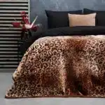 Droomtextiel Panter Bedsprei - Bed Deken Taupe 200x240 cm - Heerlijk Warm - Super Zacht