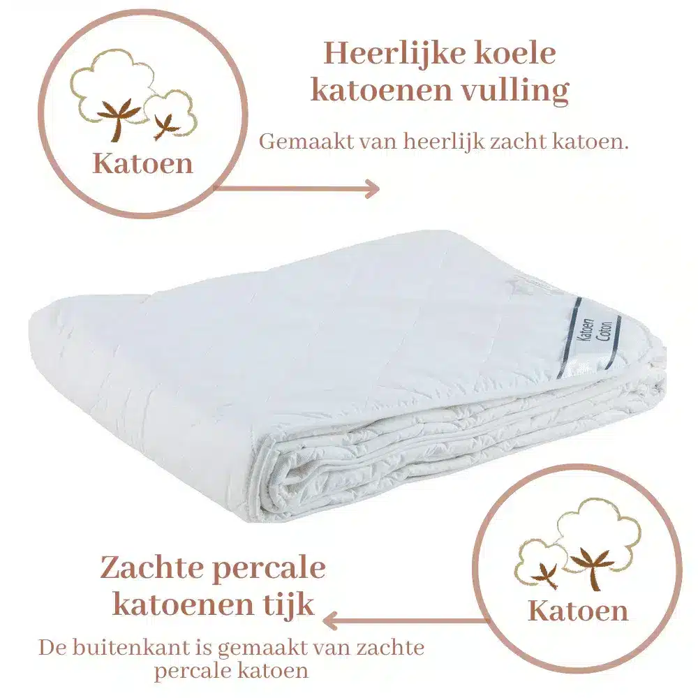 Droomtextiel Zomer dekbed 100 Percale Katoen Tweepersoons 200x220 cm Extra Lang Verkoelend