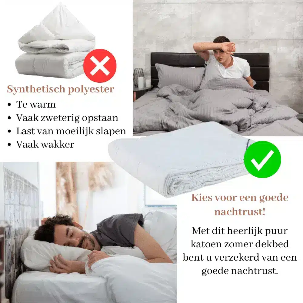 Droomtextiel Zomer dekbed 100 Percale Katoen Tweepersoons 200x220 cm Extra Lang Verkoelend