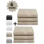 Droomtextiel® Luxe Badhanddoeken Zand-Taupe 70x140 cm 6 Stuks Pure Katoen Heerlijk Zacht