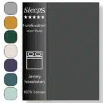 Sleeps  Jersey Hoeslaken - Antraciet Lits-Jumeaux Tweepersoons 160x200/220 cm - 100% Katoen -  Hoge Hoek - Heerlijk Zacht Gebreid - - Strijkvrij - Rondom elastiek - Stretch -