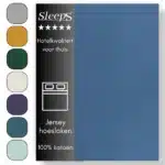 Sleeps  Jersey Hoeslaken - Blauw Eenpersoons 80/90x200/220 cm - 100% Katoen -  Hoge Hoek - Heerlijk Zacht Gebreid - - Strijkvrij - Rondom elastiek - Stretch -