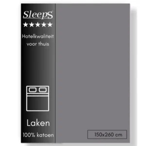 Sleeps Lakens Katoen Donker Grijs - 1 Persoons 150 x 260 cm - 100% Katoen - Hoogwaardig Hotelkwaliteit - Heerlijk Zacht