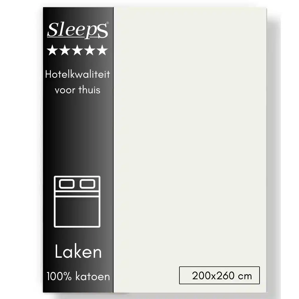 Sleeps Lakens Katoen Ivoor - 2 Persoons 200 x 260 cm - 100% Katoen - Hoogwaardig Hotelkwaliteit - Heerlijk Zacht