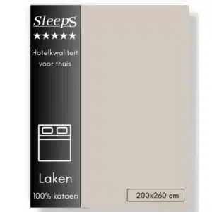 Sleeps Lakens Katoen Zand - 2 Persoons 200 x 260 cm - 100% Katoen - Hoogwaardig Hotelkwaliteit - Heerlijk Zacht