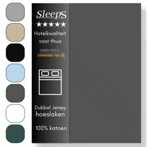 Sleeps Luxe Dubbel Jersey Hoeslaken Antraciet - 140 x 200 cm - 100% Hoogwaardige Katoen - Hoge Hoek - Perfecte Pasvorm