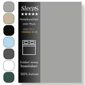 Sleeps Luxe Dubbel Jersey Hoeslaken Grijs - 90 x 220 cm - 100% Hoogwaardige Katoen - Hoge Hoek - Perfecte Pasvorm