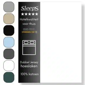 Sleeps Luxe Dubbel Jersey Hoeslaken Wit - 190 x 220 cm - 100% Hoogwaardige Katoen - Hoge Hoek - Perfecte Pasvorm