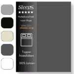 Sleeps Zacht Katoenen Topper Hoeslaken Antraciet 160x220 cm - Glad Katoen - Perfecte Pasvorm - Heerlijk Zacht