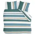 Walra Dekbedovertrek Stripes & Stitches Lits-Jumeaux 240x220 - 100% BCI Katoen - Groen