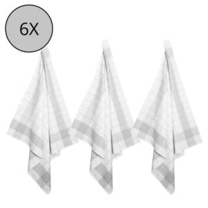 Droomtextiel Glazendoek Poleerdoek Half linnen 6 Stuks - 70x70 cm - Zwart - Pluisvrij - Hoge Vochtopname