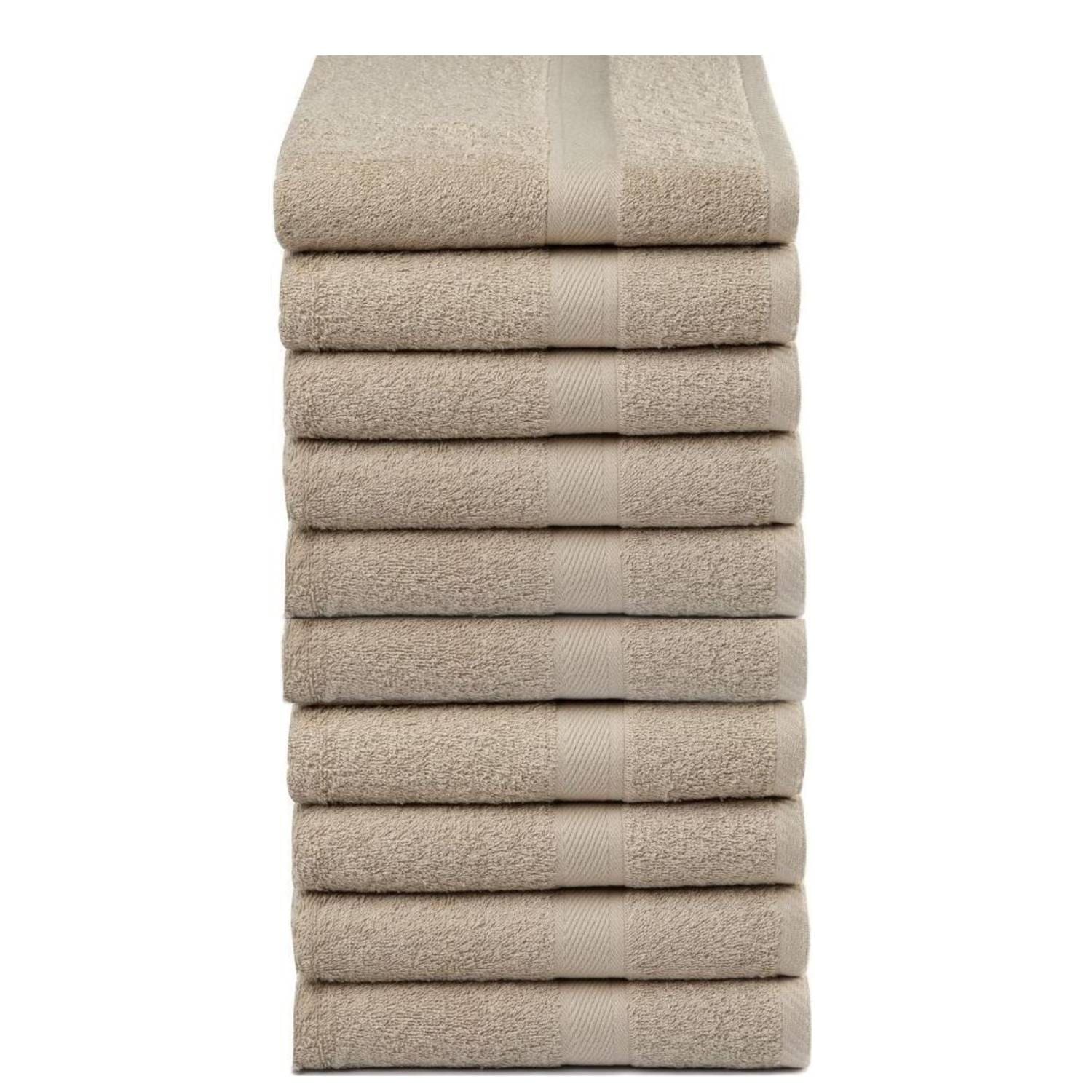 Droomtextiel Handdoeken 50x100 cm - Set van 10 - Hotelkwaliteit - Taupe