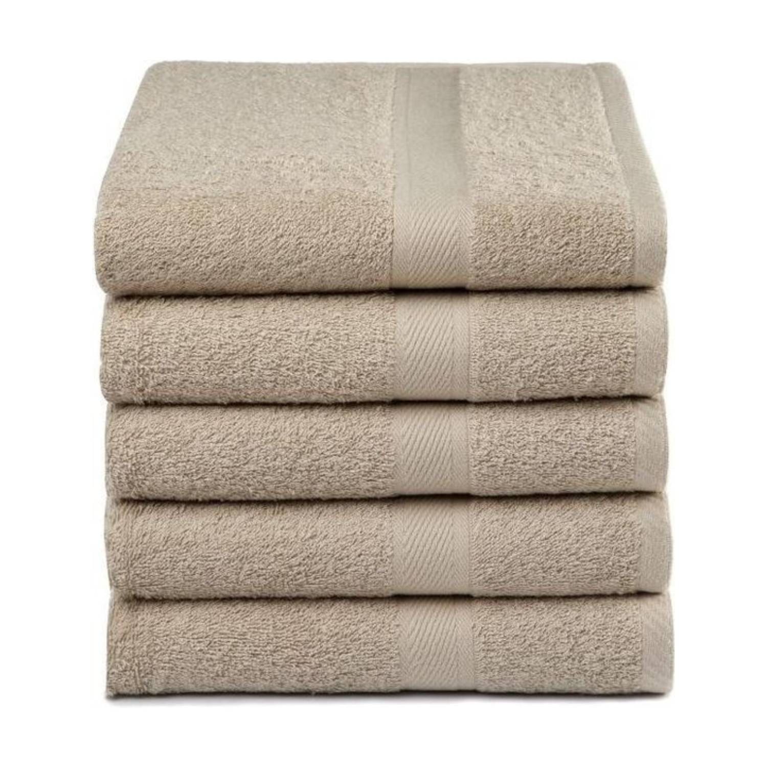 Droomtextiel Handdoeken 50x100 cm - Set van 5 - Hotelkwaliteit - Taupe