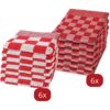 Droomtexiel Horecakwaliteit Geblokte Theedoeken & Keukendoeken set Rood Wit - 6x Theedoeken + 6x Keukendoeken