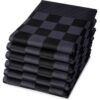 Droomtextiel Horeca Theedoeken Set Antraciet Zwart - 6x Stuks 65x65cm  - Sneldrogend  Horecakwaliteit Geblokt  hoogwaardige kwaliteit