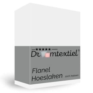 Droomtextiel Hoeslaken Flanel Wit - 90x200 cm