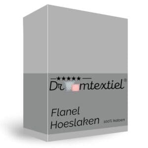 Droomtextiel Hoeslaken Flanel Grijs - 180x220 cm