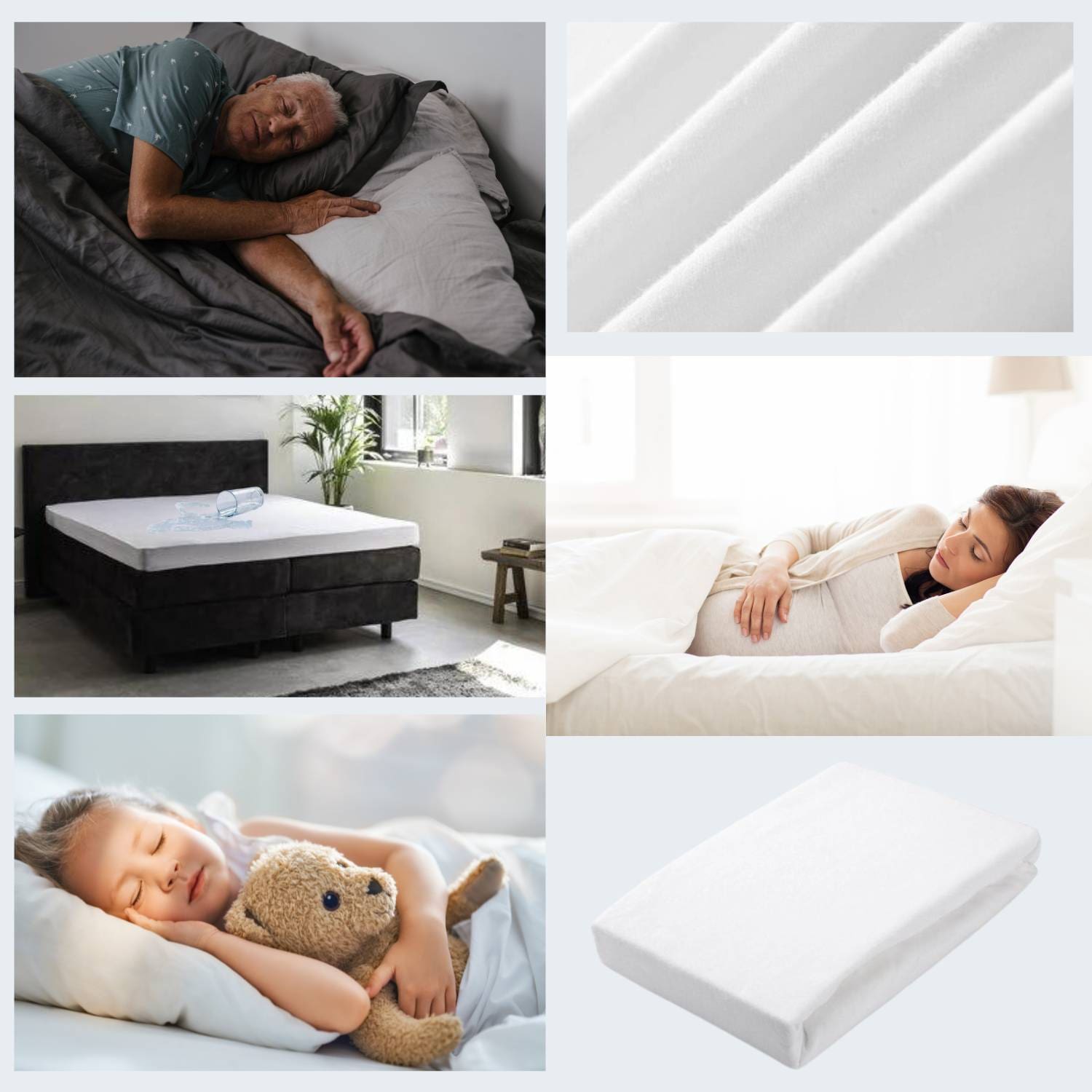 Mensen slapen comfortabel op verschillende matrassen.