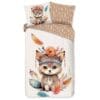 Kinder dekbedovertrek met schattige vos en bloemenpatroon.