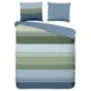 Groenblauw gestreept dekbedovertrek met kussenslopen