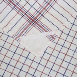 Geruite theedoek met rood-blauwe strepen
