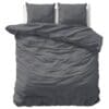 Droomtextiel Dekbedovertrek Katoen-Satijn Uni Antraciet - 200x200/220cm - Hoogwaardige Kwaliteit Super Zacht