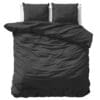 Droomtextiel Dekbedovertrek Katoen-Satijn Uni Zwart - 200x200/220cm - Hoogwaardige Kwaliteit Super Zacht