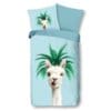 Droomtextiel Dekbedovertrek Kinderen Palm Lama Blauw - 140x200/220cm - 100% Zacht Katoen