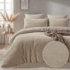 Droomtextiel Zachte Teddy Dekbedovertrek Block Taupe - 140x200/220 cm - Super Zacht