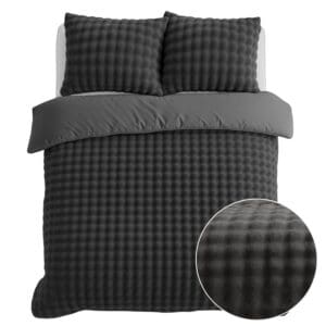 Sleeptime Flanel Fleece Dekbedovertrek Pompom antraciet - 240x200/220