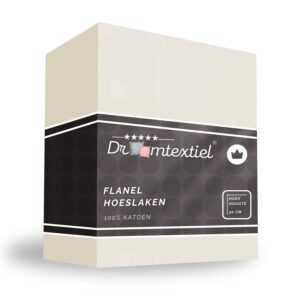 Droomtextiel Hoeslaken Premium Flanel Ivoor - 90x220 cm