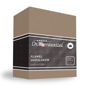Droomtextiel Hoeslaken Premium Flanel Taupe - 90x200 cm