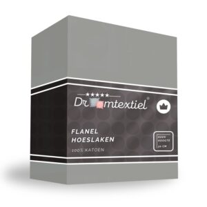 Droomtextiel Hoeslaken Premium Flanel Grijs - 180x210 cm