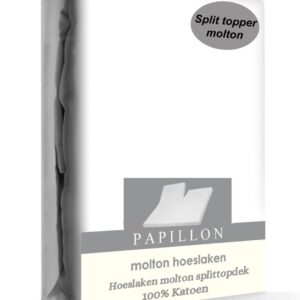 Papillon molton hoeslaken splittopdek - Katoen - Wit - 180x210 cm