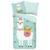 Good Morning Kinderdekbedovertrek Llama Mint Eenpersoons 140x200/220 cm